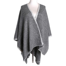 Damen Cashmere fühlen gestrickte Jacquard Cape Stola Poncho Schal (SP623)